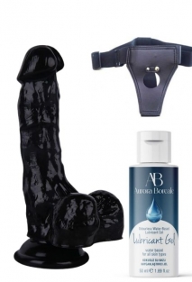 Belden Ba�lamal� Kayganla�t�r�c� Set Noctis 18cm Siyah Dildo No:5